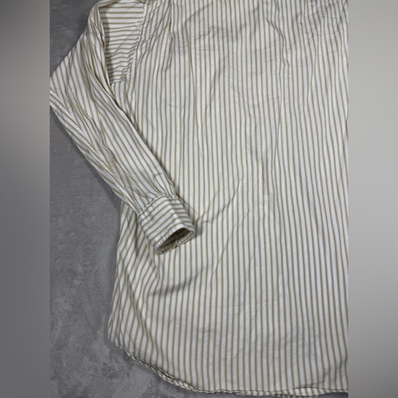 Chaps Ralph Lauren Yellow White Striped Button Down Cotton Dress Shirt 16.5 - Picture 13 of 15
